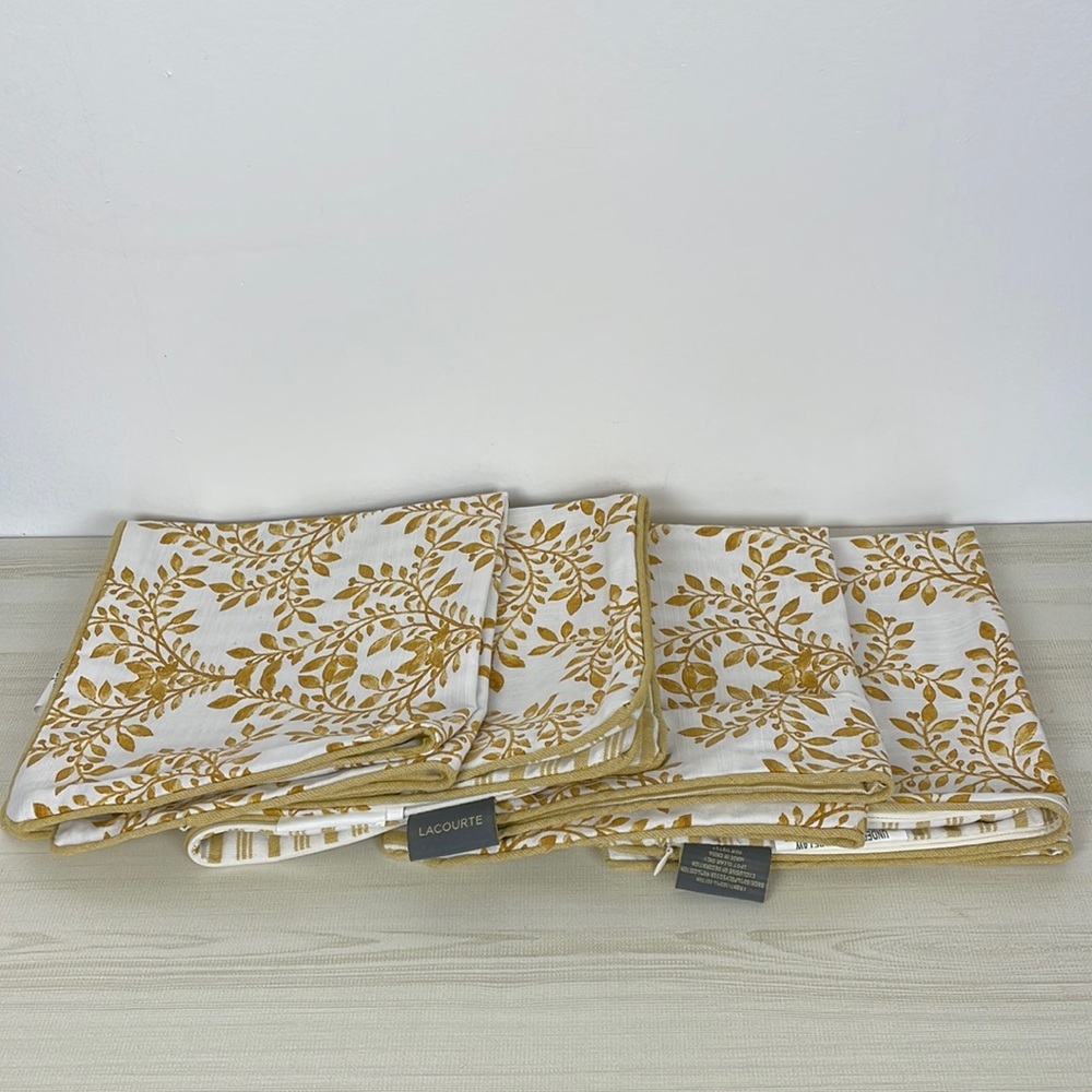 Lacourte gold and white tree leaves striped decorative pillow covers Size 20x20